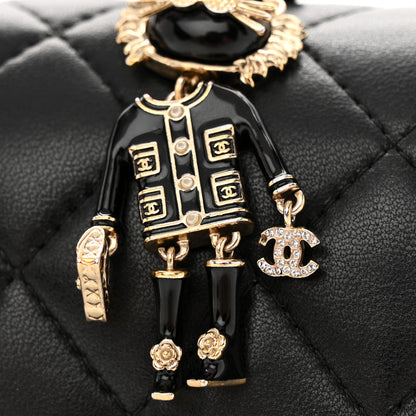 Chanel Lambskin Quilted Mini Lion Charm Top Handle Rectangular Flap Black 14 of 17