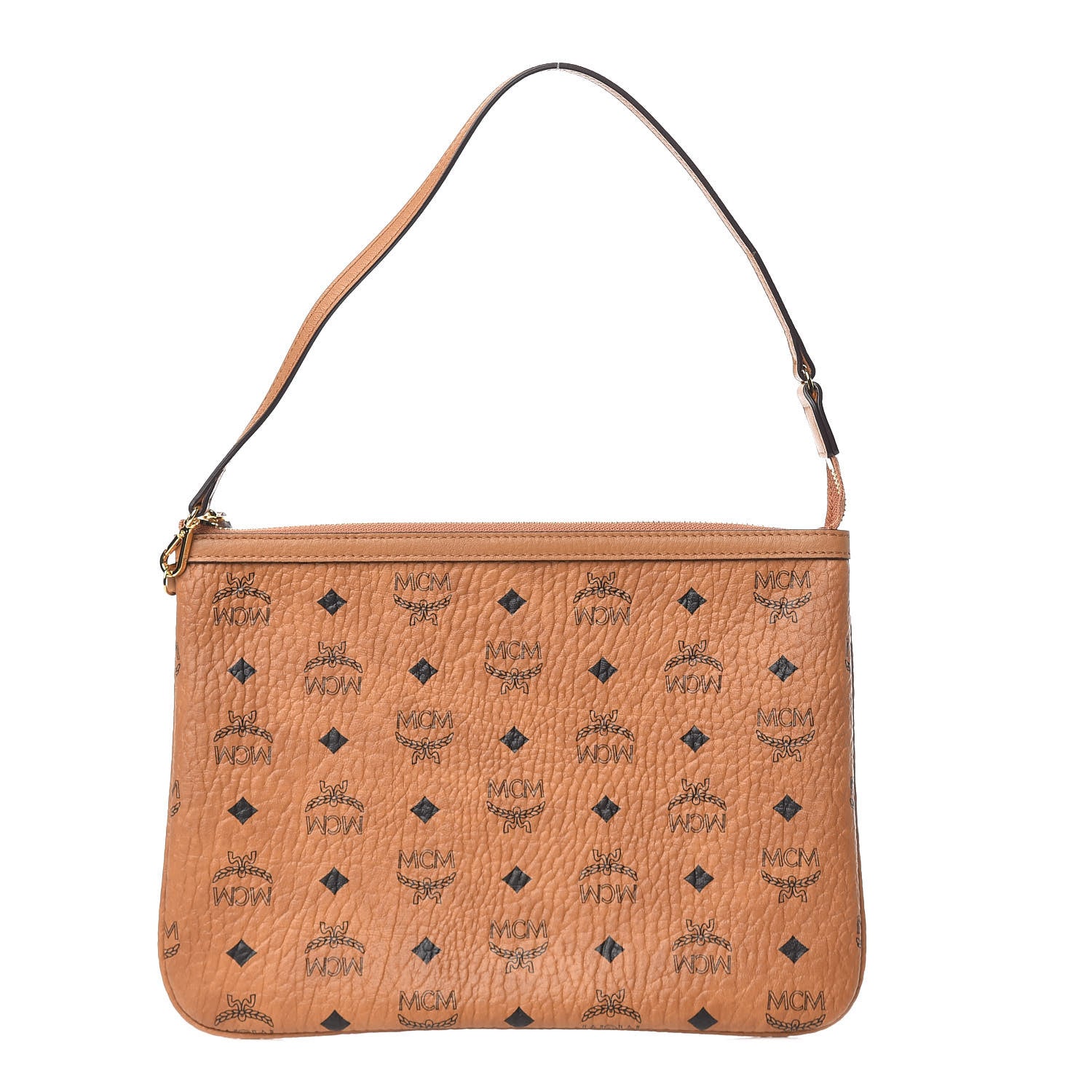 MCM Visetos Liz Shopper Tote Pouch Cognac 1 of 10