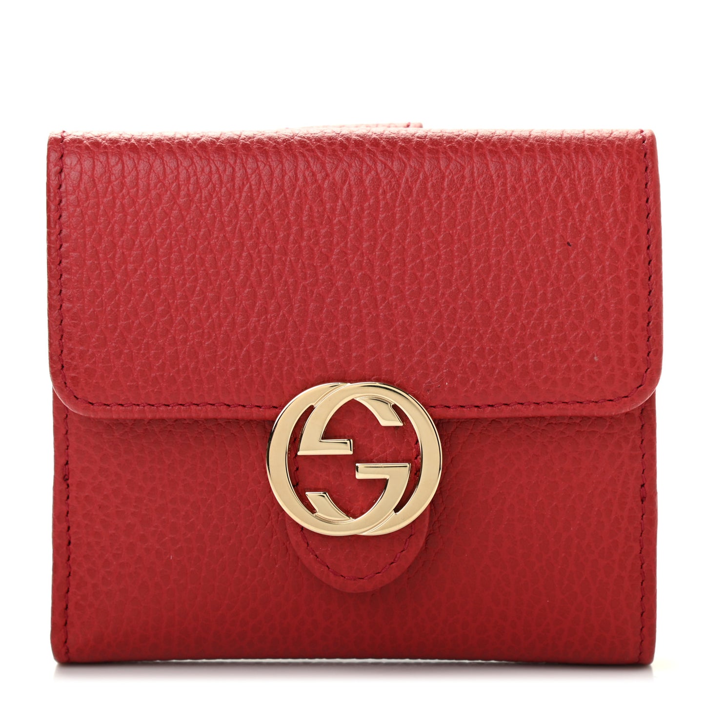 Dollar Calfskin Interlocking G French Wallet Rosso
