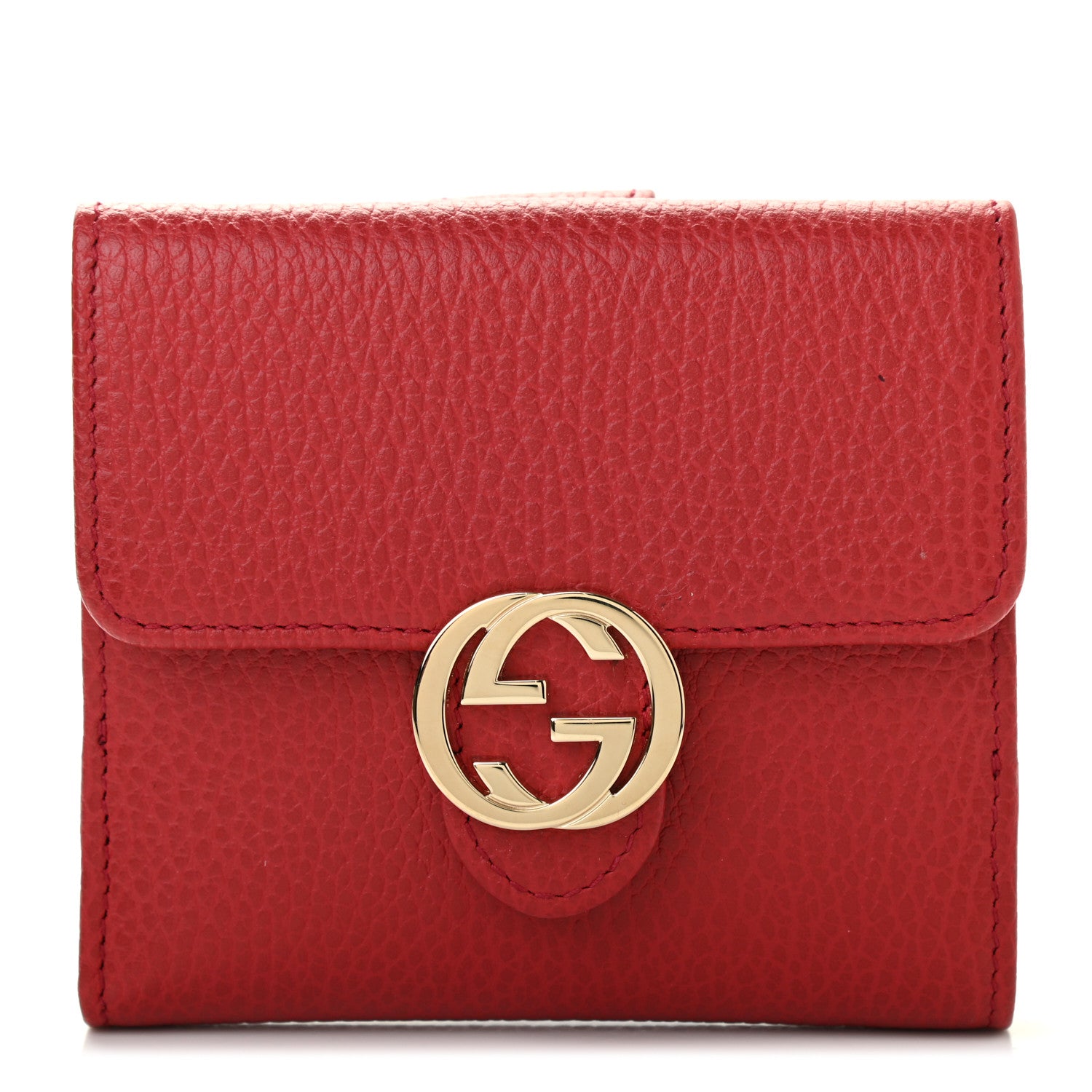 Gucci Dollar Calfskin Interlocking G French Wallet Rosso 1 of 8