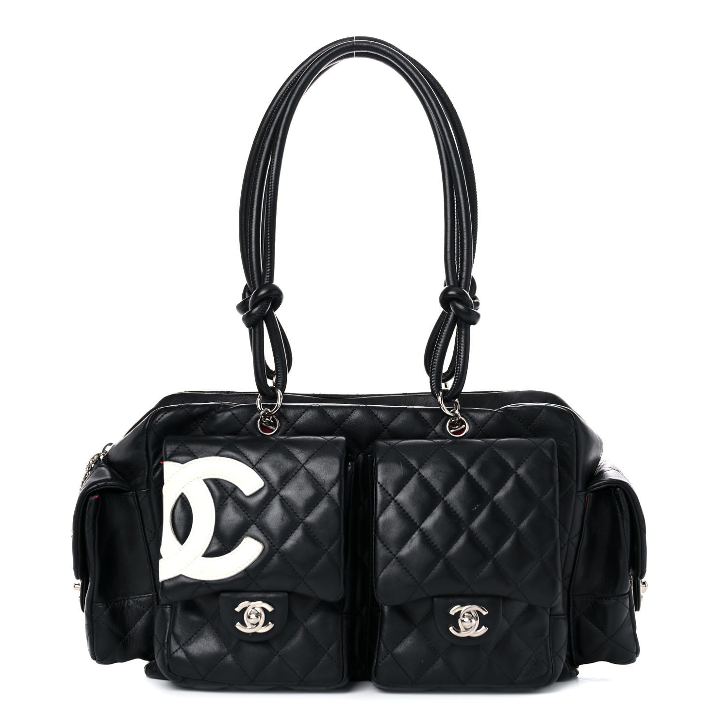 Chanel Calfskin Quilted Large Cambon Multipocket Reporter Black White 1 of 25