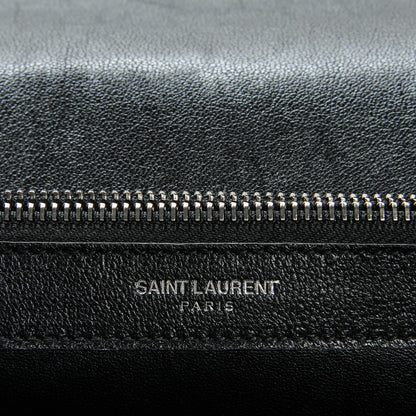 Saint Laurent Sheepskin Matelasse Chevron Monogram Large College Satchel Black 6 of 15