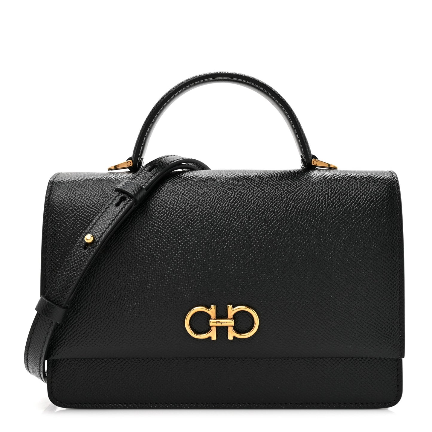 Hammered Calfskin Seila Top Handle Crossbody Bag Black