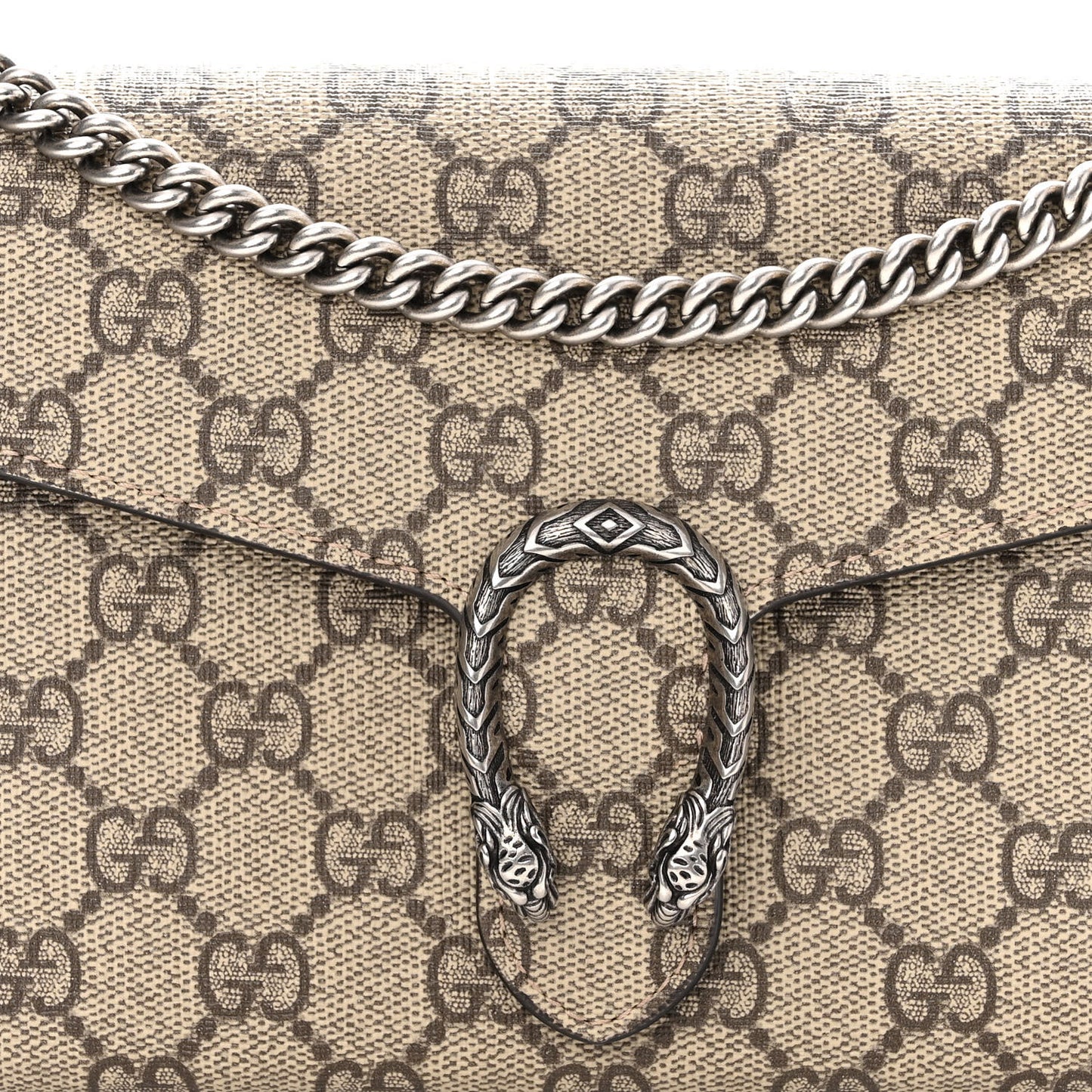 GG Supreme Monogram Mini Dionysus Chain Wallet Beige Taupe