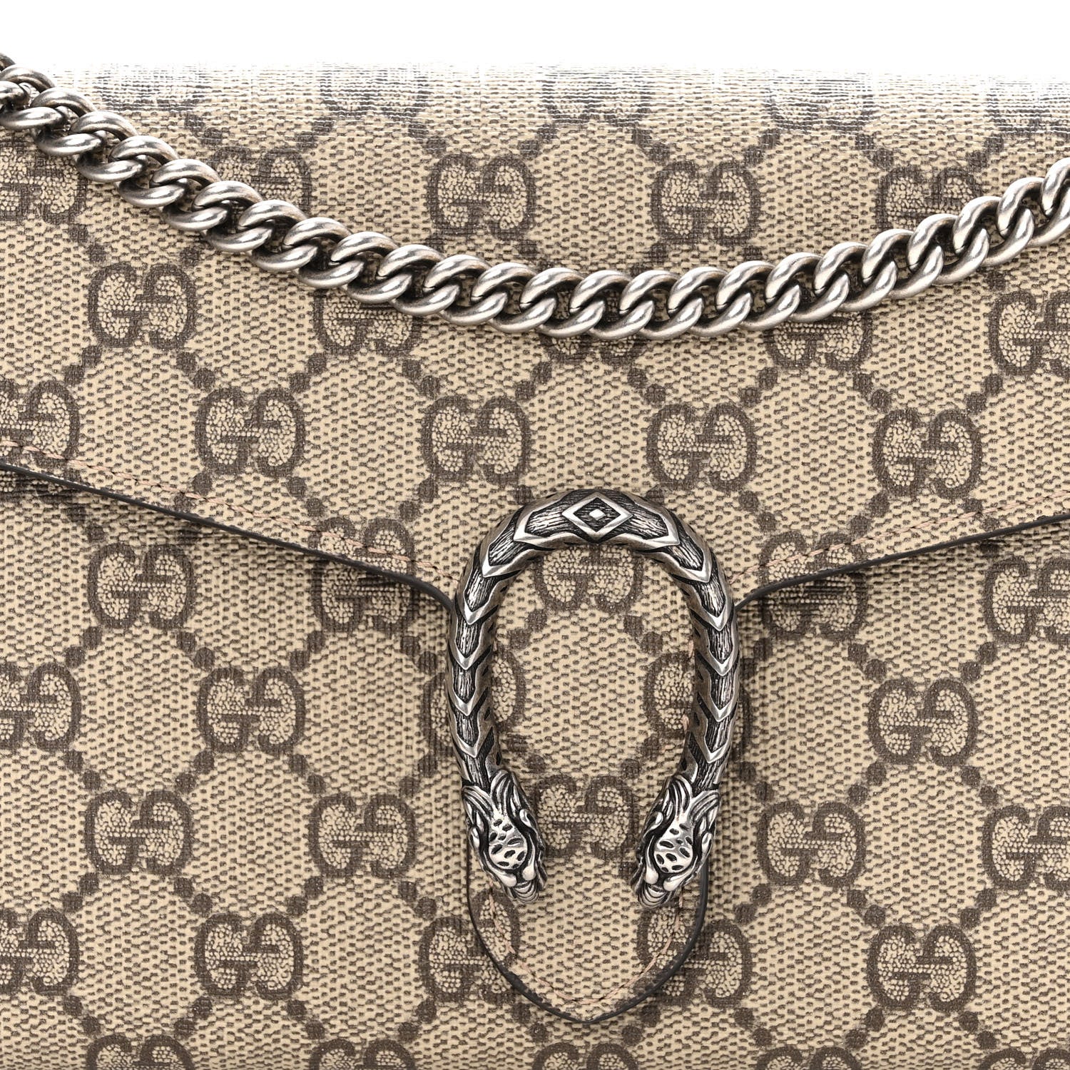 Gucci GG Supreme Monogram Mini Dionysus Chain Wallet Beige Taupe 7 of 9