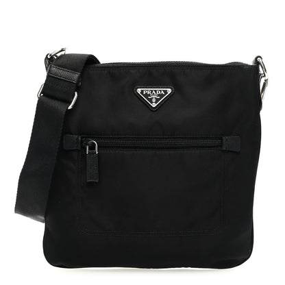 Prada Nylon Saffiano Flat Messenger Bag Black 1 of 8