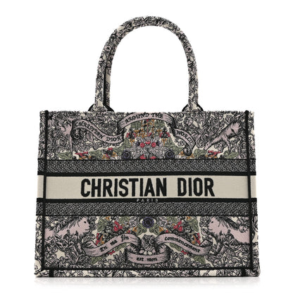 Christian Dior Canvas Embroidered Medium Book Tote White Multicolor 1 of 10