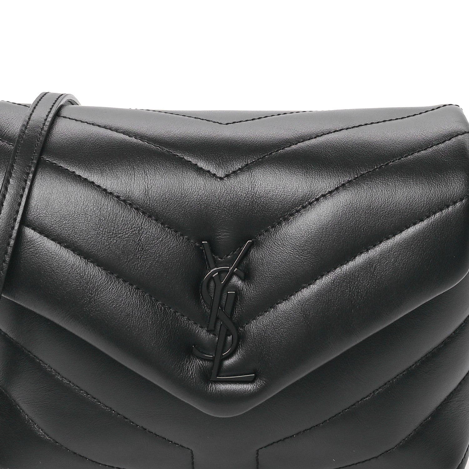Saint Laurent Calfskin Y Quilted Monogram Monochrome Toy Loulou Crossbody Bag Black 8 of 11
