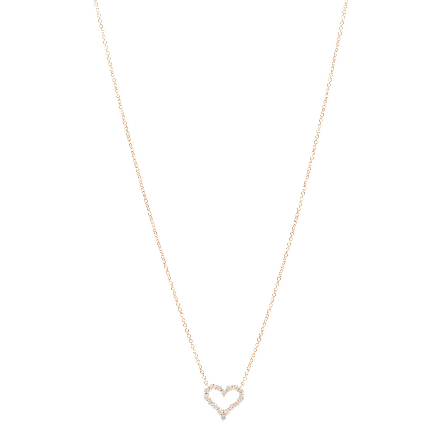 18K Rose Gold Diamond Mini Heart Pendant Necklace