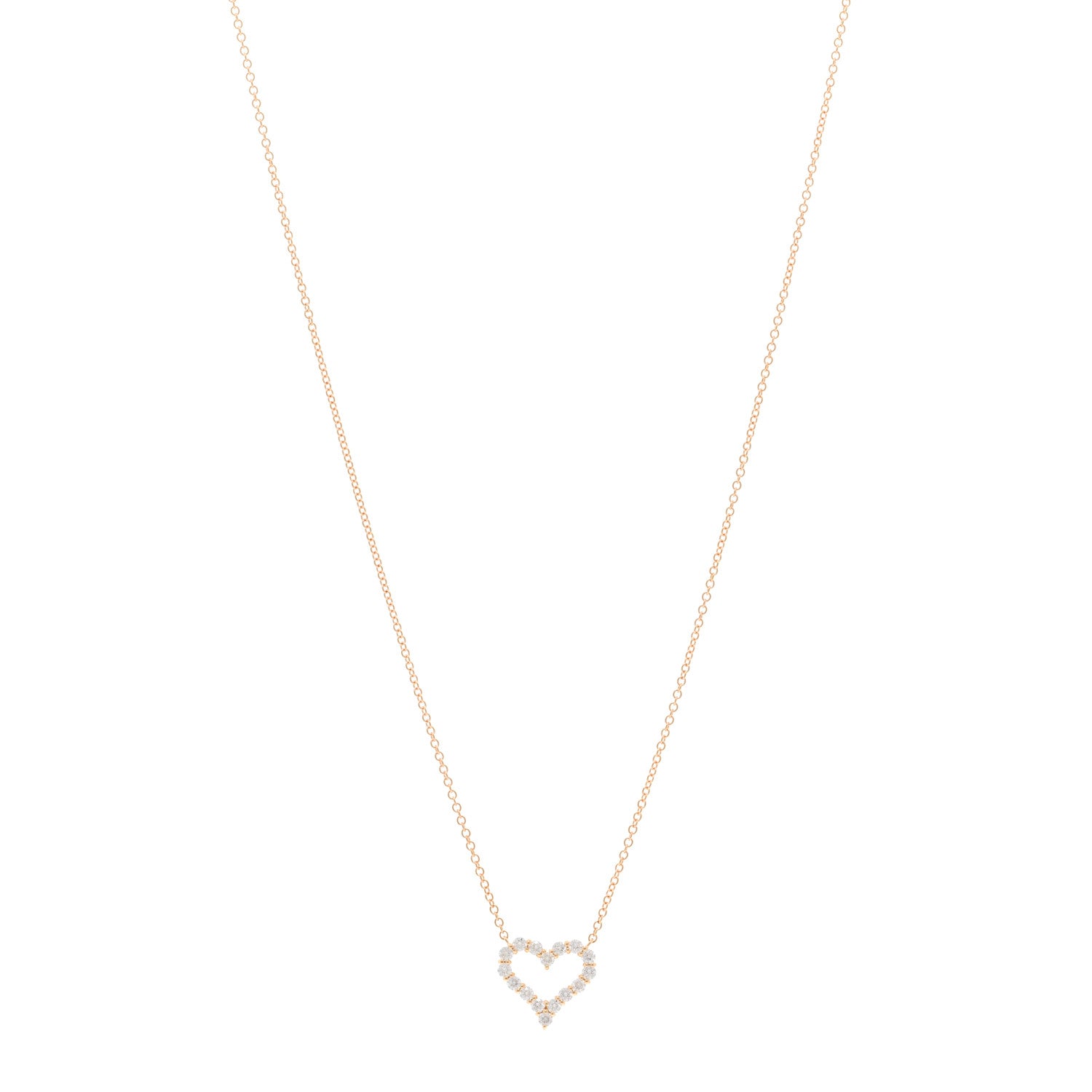 Tiffany 18K Rose Gold Diamond Mini Heart Pendant Necklace 1 of 4