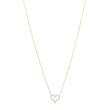 Tiffany 18K Rose Gold Diamond Mini Heart Pendant Necklace 1 of 4