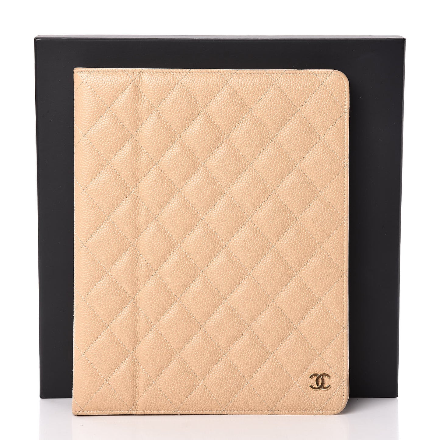 Caviar Quilted iPad Case Light Beige