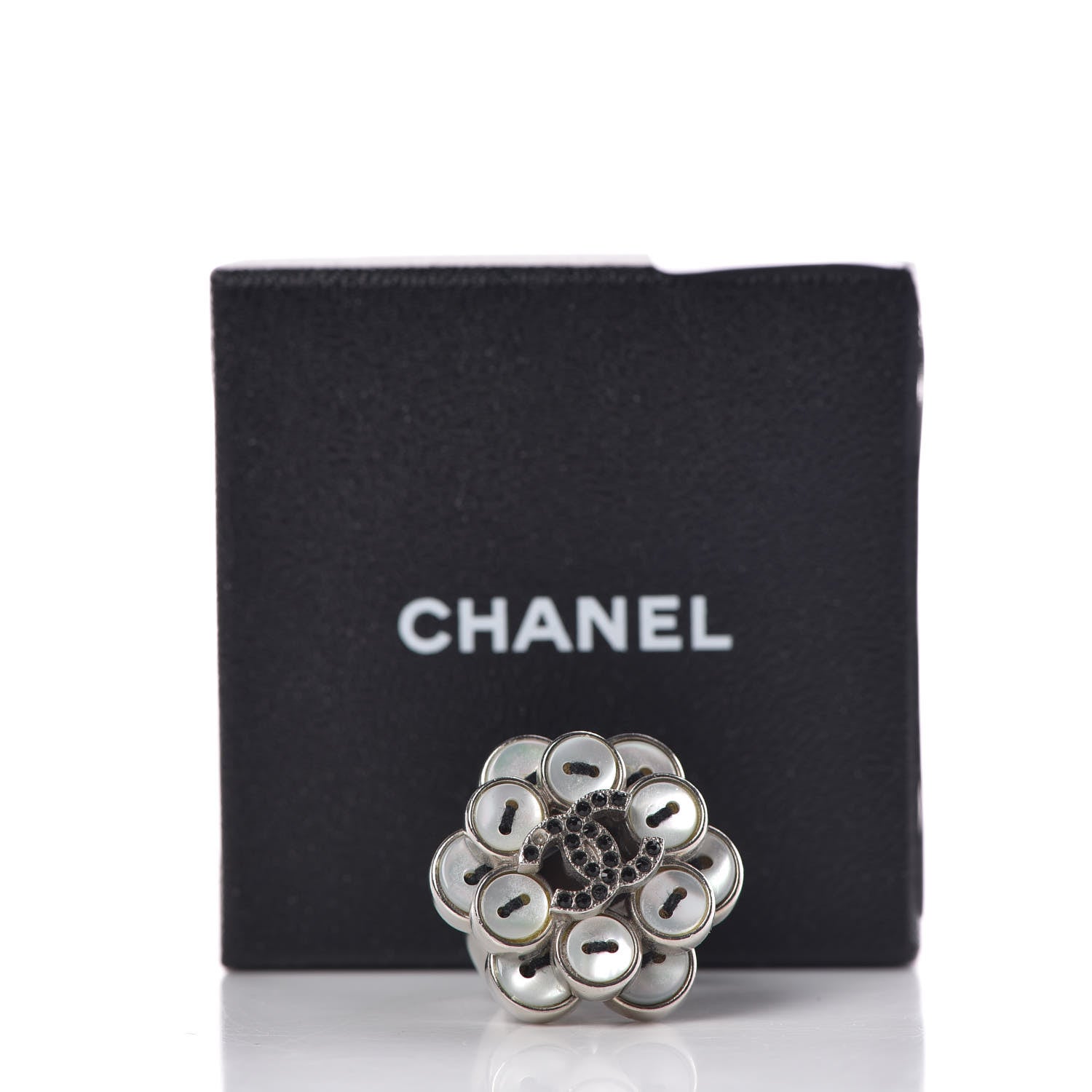 Chanel Crystal CC Button Ring 6 White 7 of 7