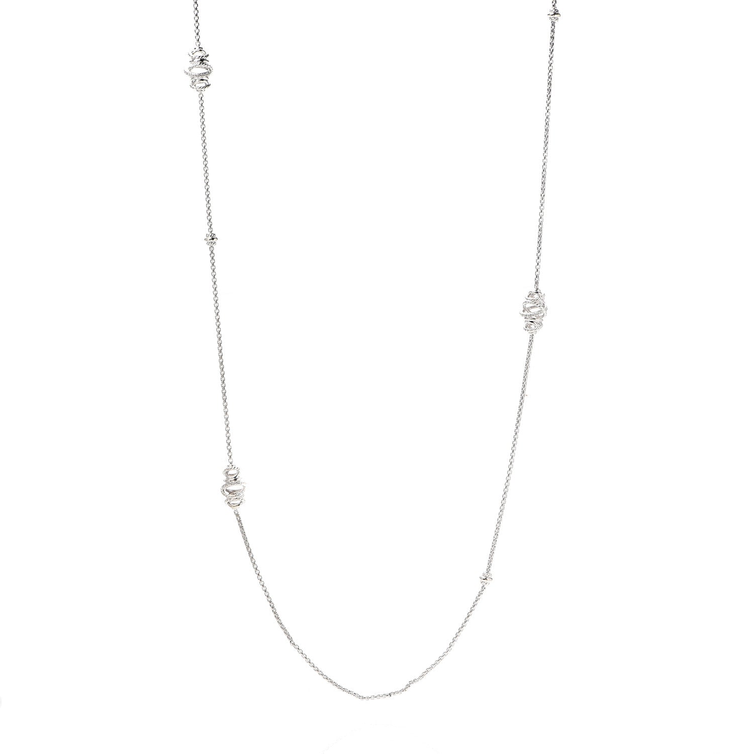 David Yurman Sterling Silver Diamond Crossover Station Necklace 1 of 5