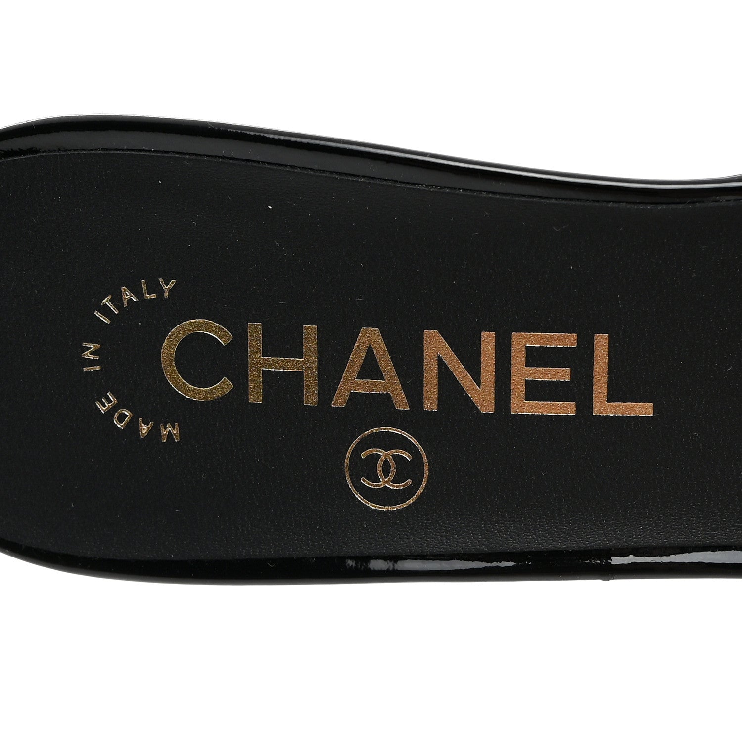 Chanel Lambskin Patent Cap Toe Chain Mule 39.5 Black 6 of 9
