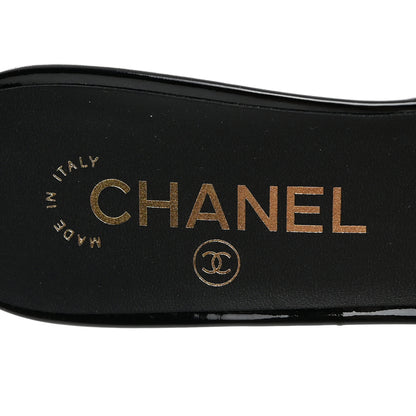 Chanel Lambskin Patent Cap Toe Chain Mule 39.5 Black 6 of 9