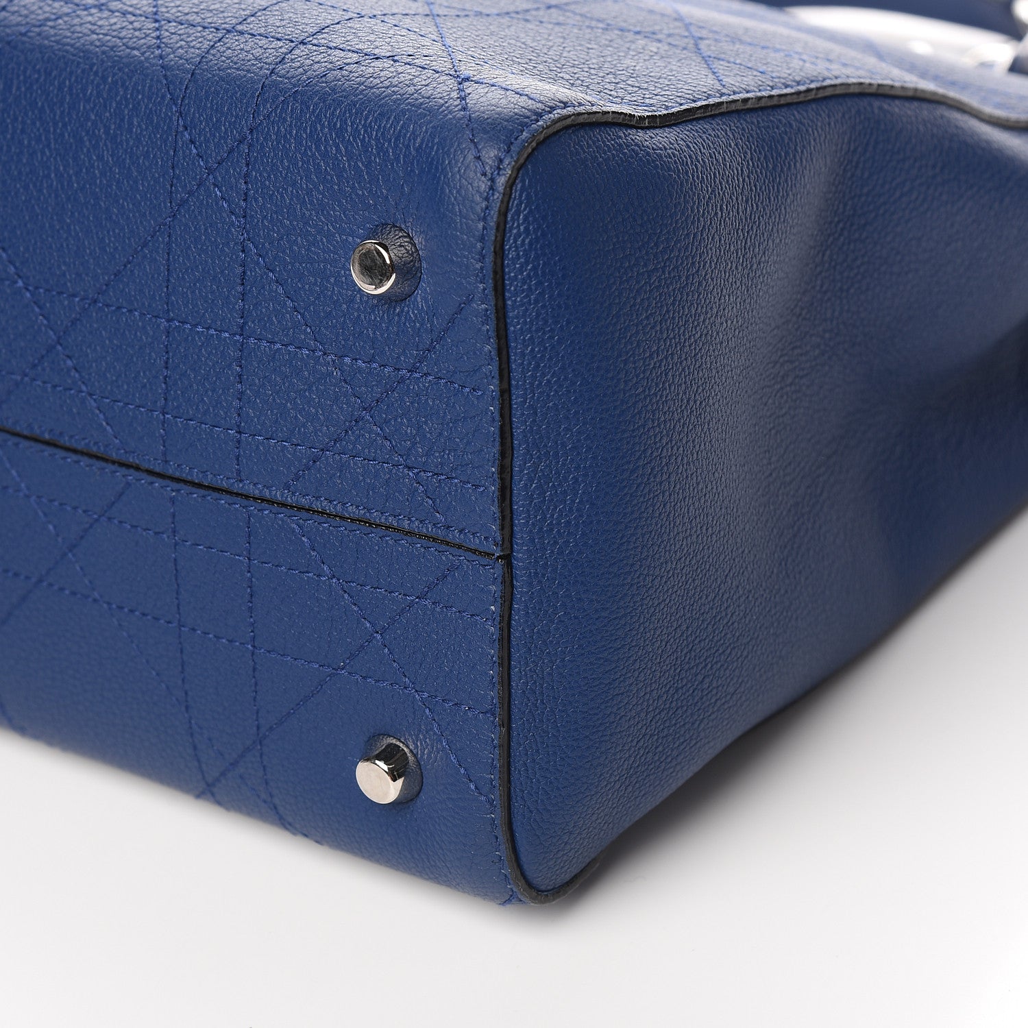 Christian Dior Grained Calfskin Cannage Medium Ultradior Tote Blue 9 of 10