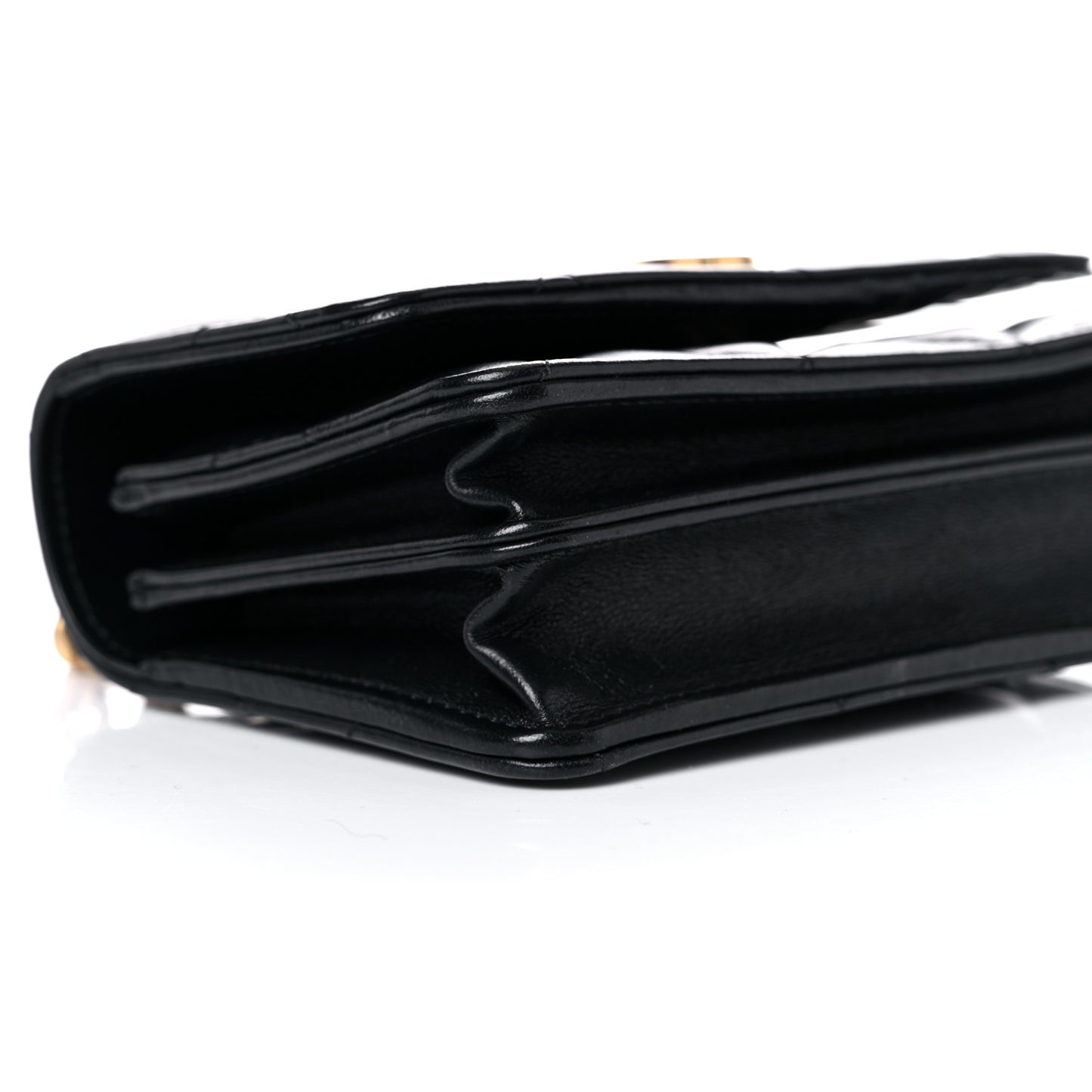 Lambskin Enamel Quilted Pending CC Clutch With Chain Black