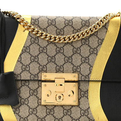 Gucci Calfskin GG Supreme Monogram Medium Padlock Shoulder Bag Black Gold 8 of 12