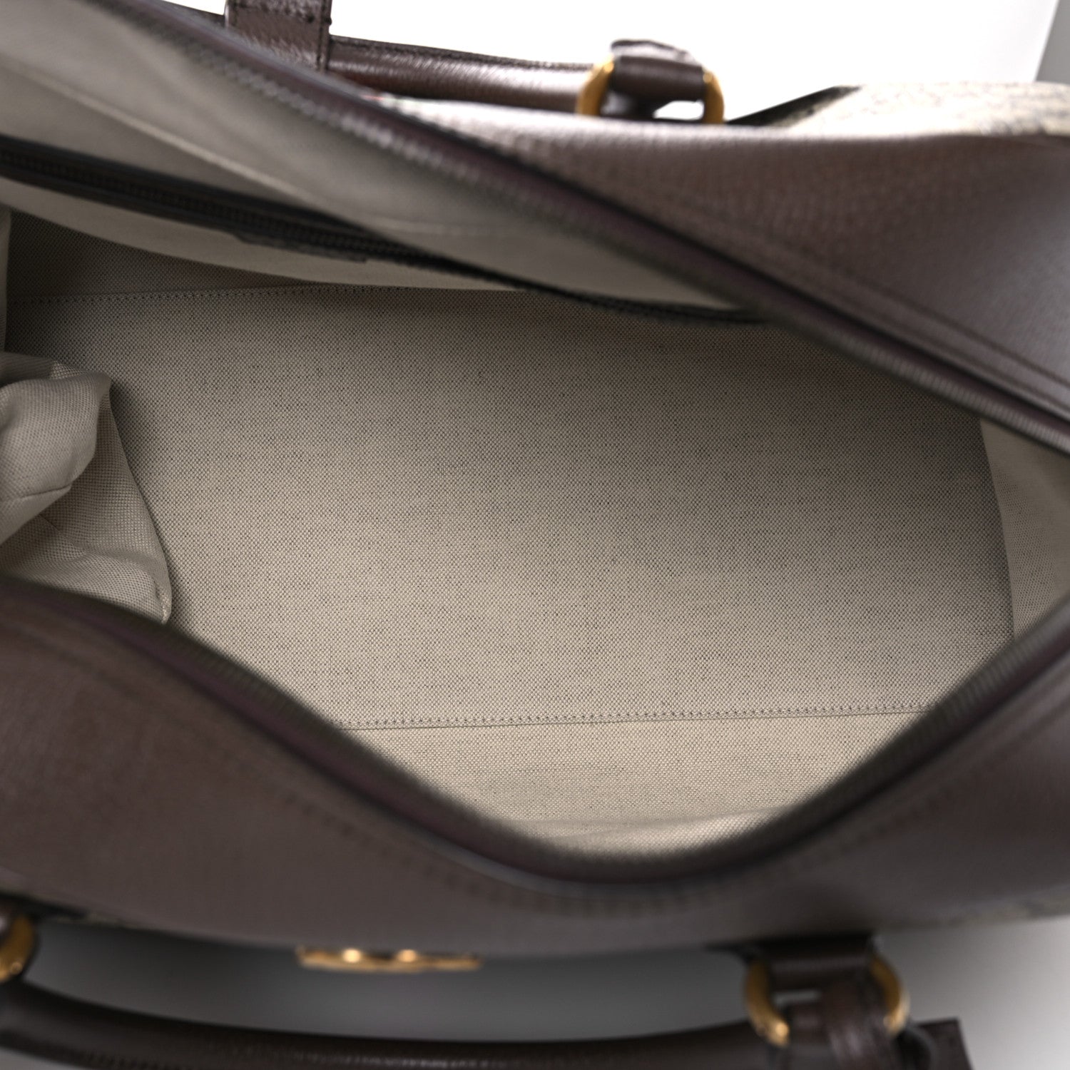 Gucci GG Supreme Monogram Textured Dollar Calfskin Web Large Savoy Bowling Bag Beige Ebony New Acero 4 of 9