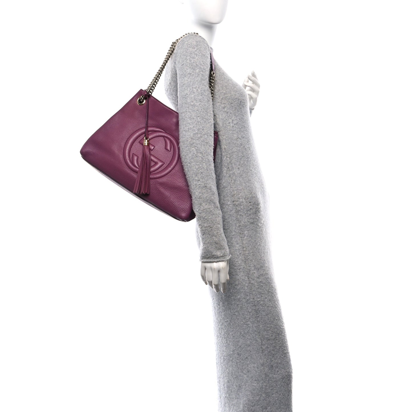 Pebbled Calfskin Medium Soho Chain Shoulder Bag Peonia Flower
