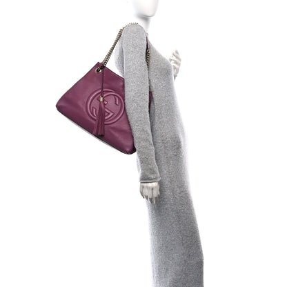 Gucci Pebbled Calfskin Medium Soho Chain Shoulder Bag Peonia Flower 2 of 15