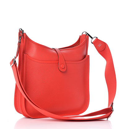 Hermes Taurillon Clemence Evelyne III PM Rouge De Coeur 3 of 12