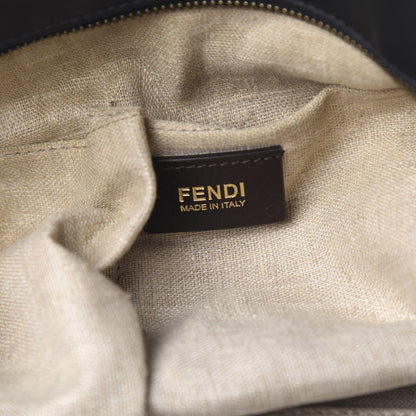 Fendi Pequin Cuoio Vegetale Shoulder Tote Tobacco Black Cuoio 5 of 13