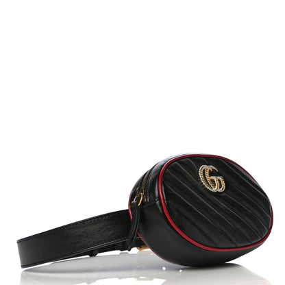 Gucci Azalea Calfskin Matelasse Diagonal Torchon GG Marmont Belt Bag 75 30 Black Romantic Cerise 4 of 10