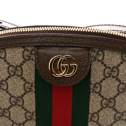 Gucci GG Supreme Monogram Textured Dollar Calfskin Web Small Ophidia Dome Shoulder Bag Beige Ebony New Acero Brown 11 of 12
