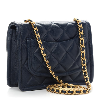 Chanel Caviar Quilted Mini Sweet Classic Flap Navy Blue 3 of 10