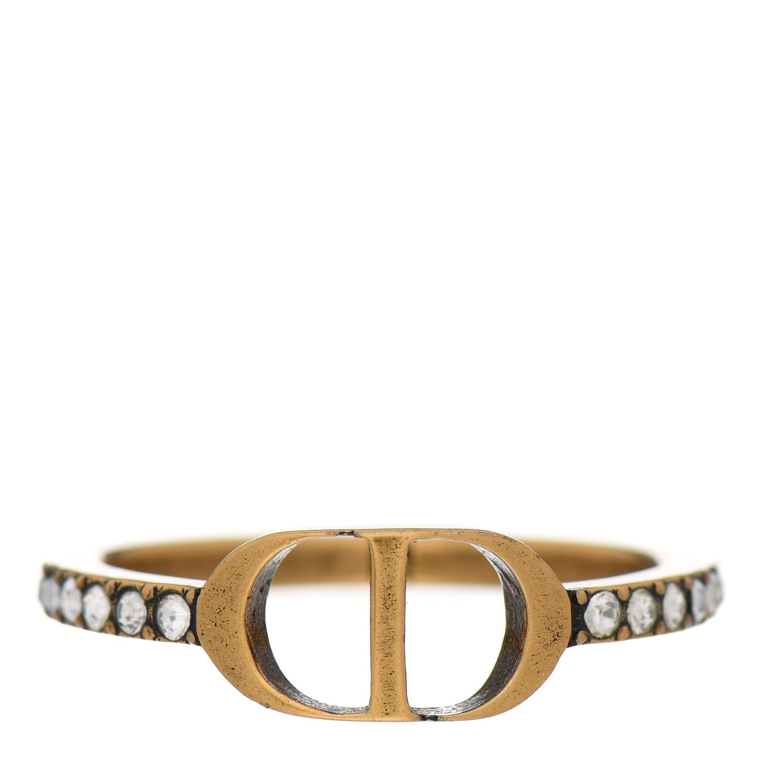 Christian Dior Metal Crystal CD Ring M Gold 1 of 4
