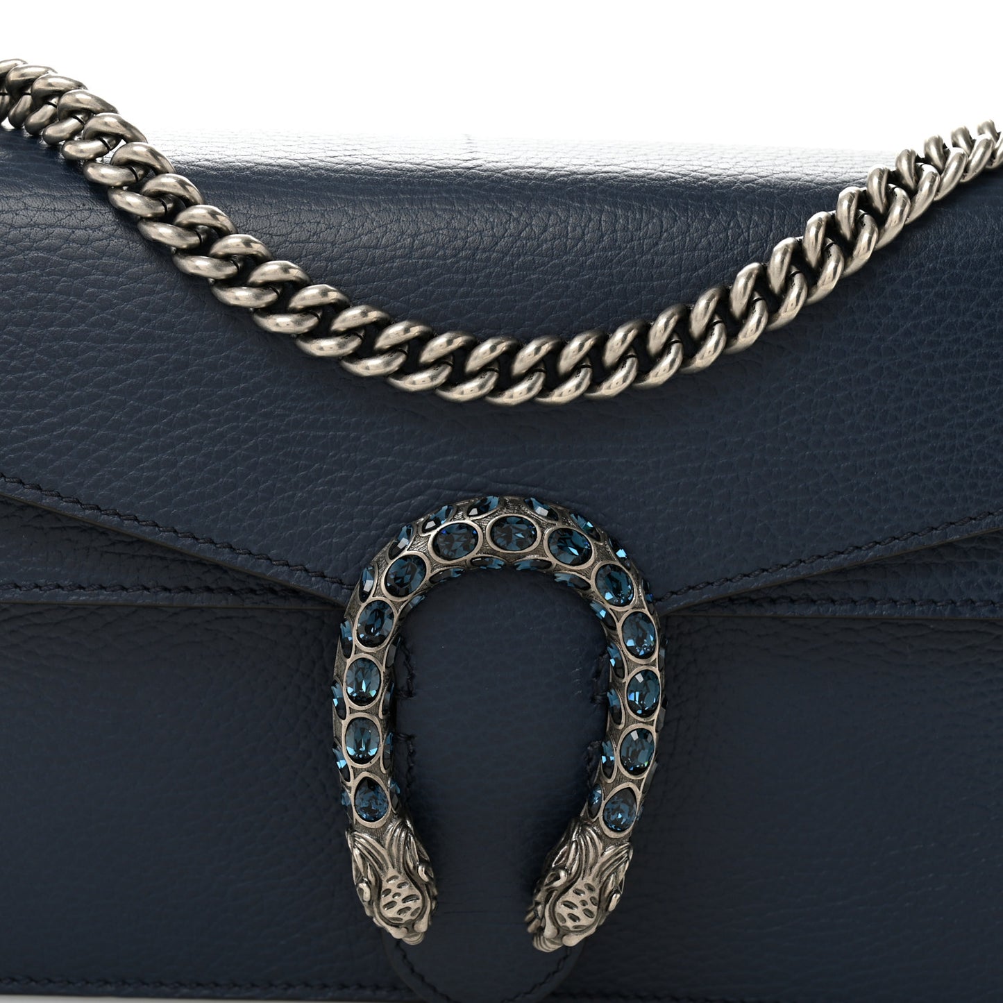 Pebbled Calfskin Small Dionysus Shoulder Bag Blue Agata