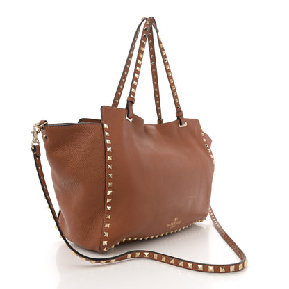 Valentino Garavani Pebbled Calfskin Medium Rockstud Tote Light Cuir 3 of 13