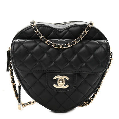Chanel Lambskin Quilted CC In Love Heart Bag Black 1 of 10