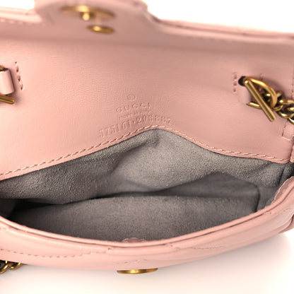 Gucci Calfskin Matelasse Heart GG Marmont 2.0 Coin Purse On A Chain Perfect Pink 4 of 8