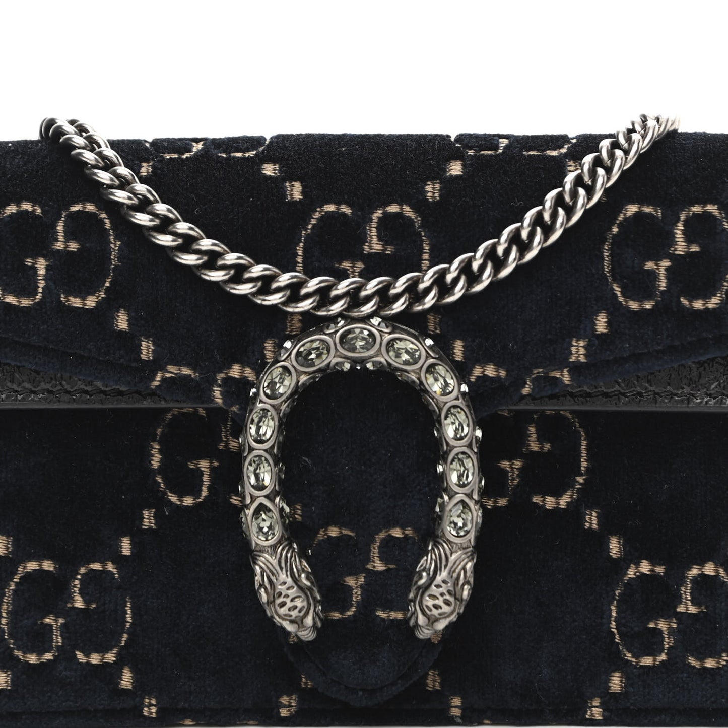 Velvet GG Monogram Super Mini Dionysus Shoulder Bag Blue Beige Black