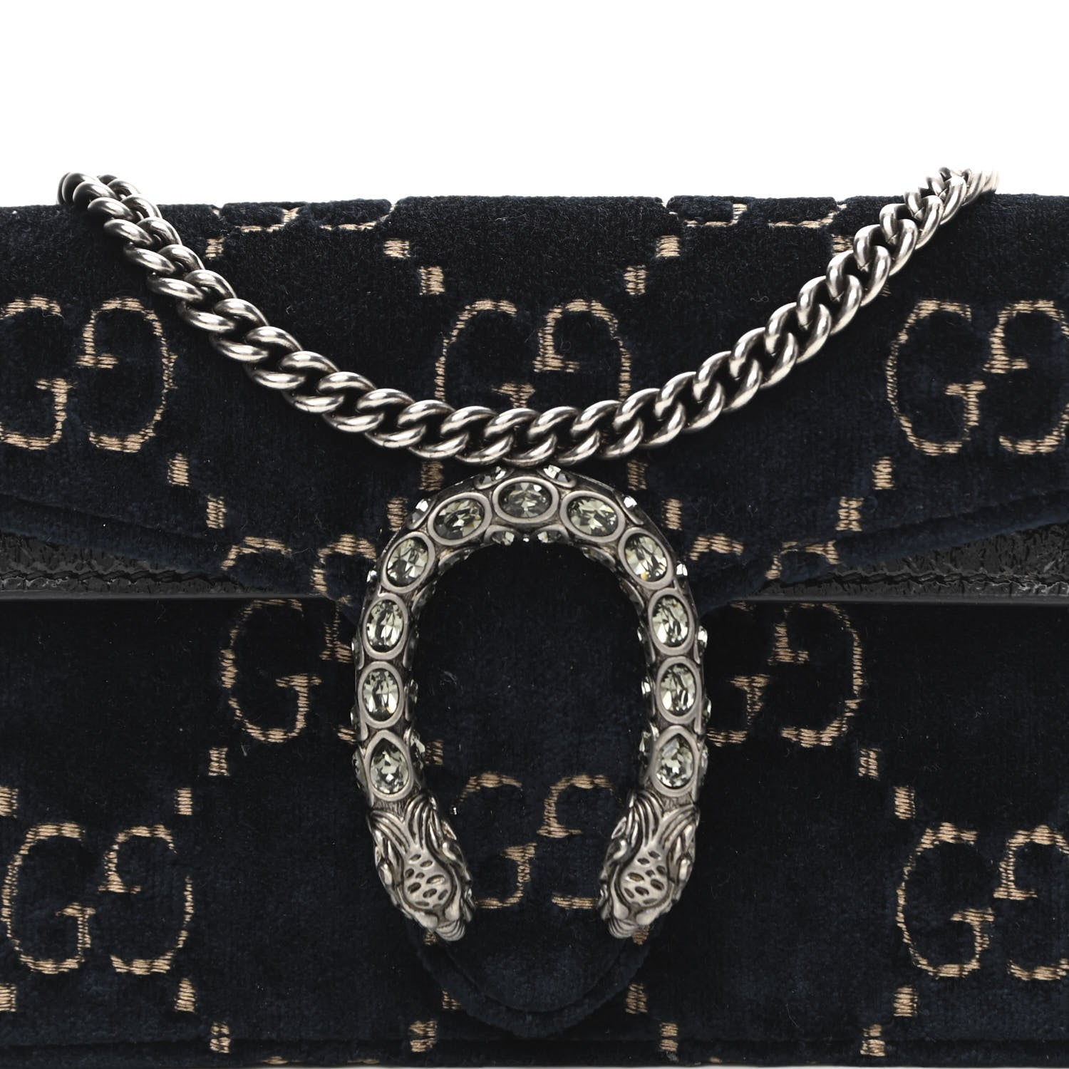 Gucci Velvet GG Monogram Super Mini Dionysus Shoulder Bag Blue Beige Black 7 of 9