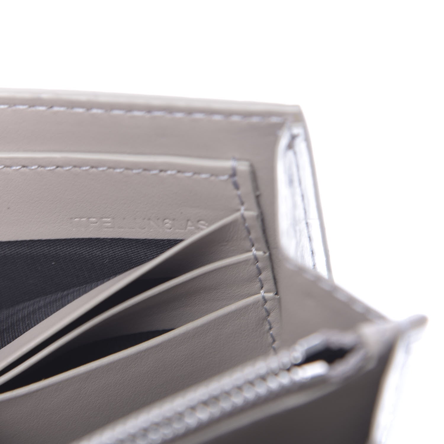 Burberry Metallic Calfskin Crocodile Embossed Hannah Wallet On Chain Silver 7 of 11