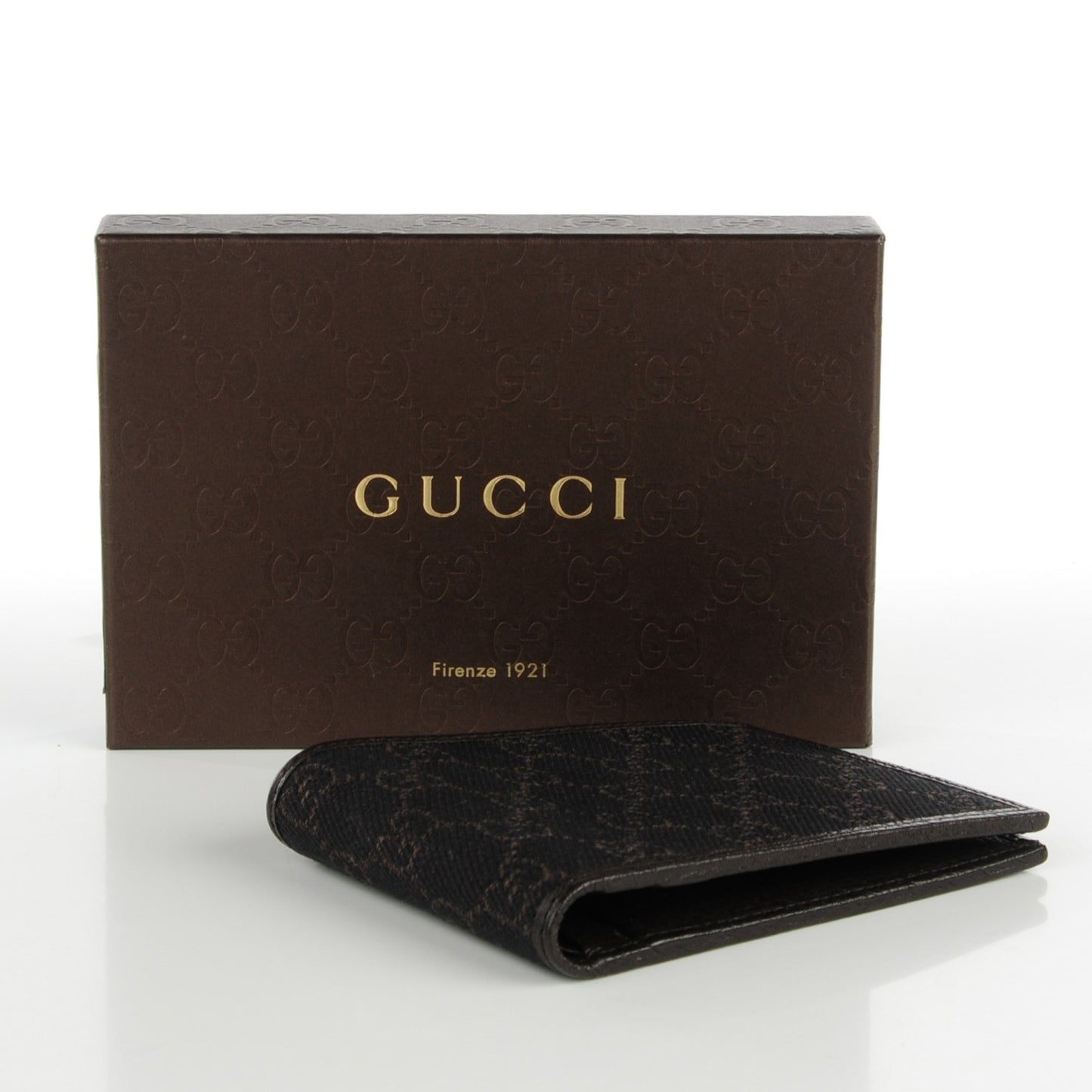 Denim Monogram Bi-Fold Wallet Dark Brown