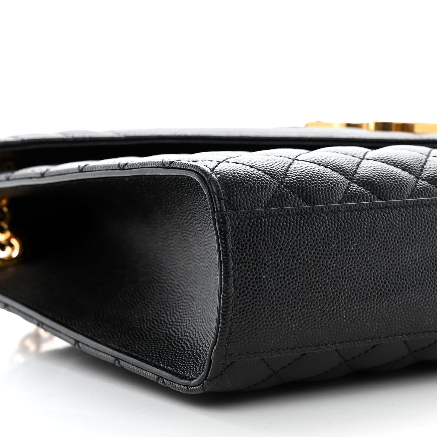 Grain De Poudre Textured Mixed Matelasse Large Triquilt Monogram Satchel Black