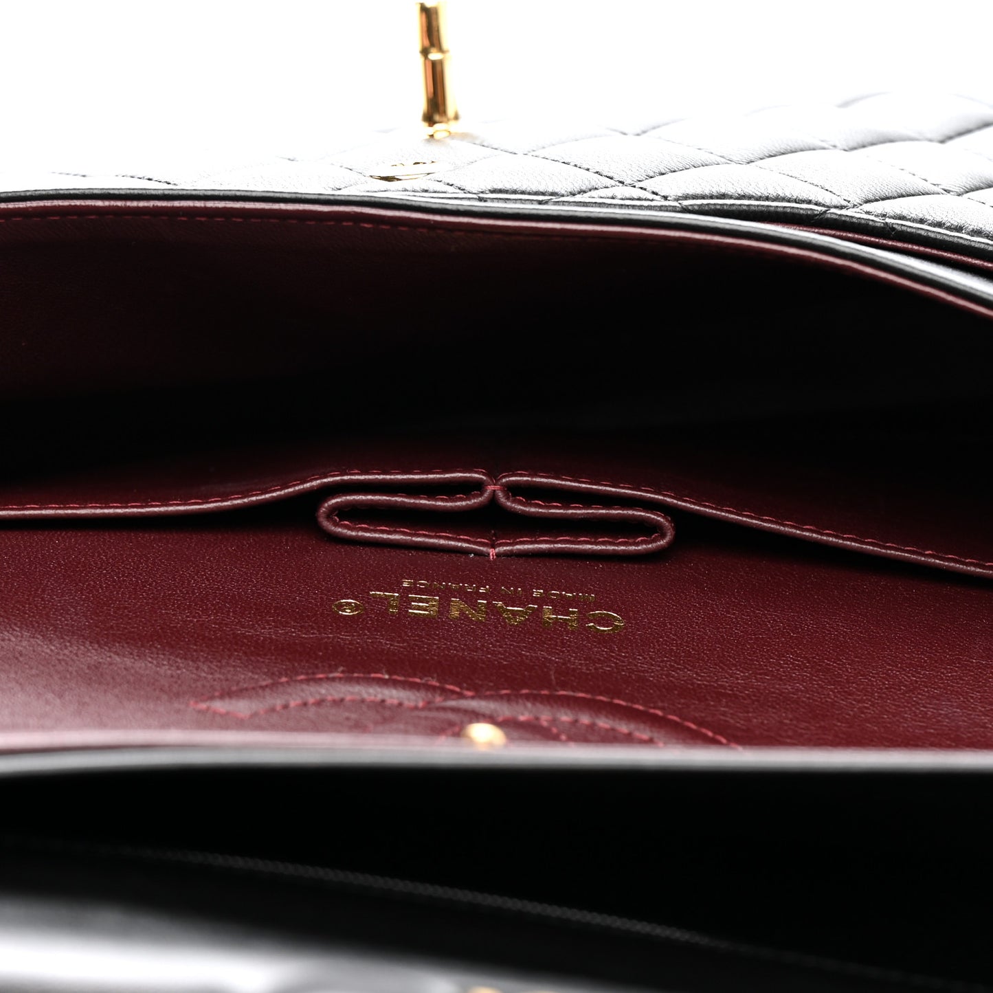 Lambskin Quilted Medium Double Flap Black