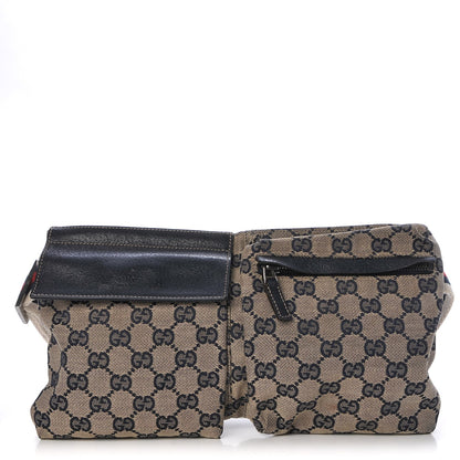 Gucci GG Monogram Web Double Pocket Belt Bag Navy 1 of 8