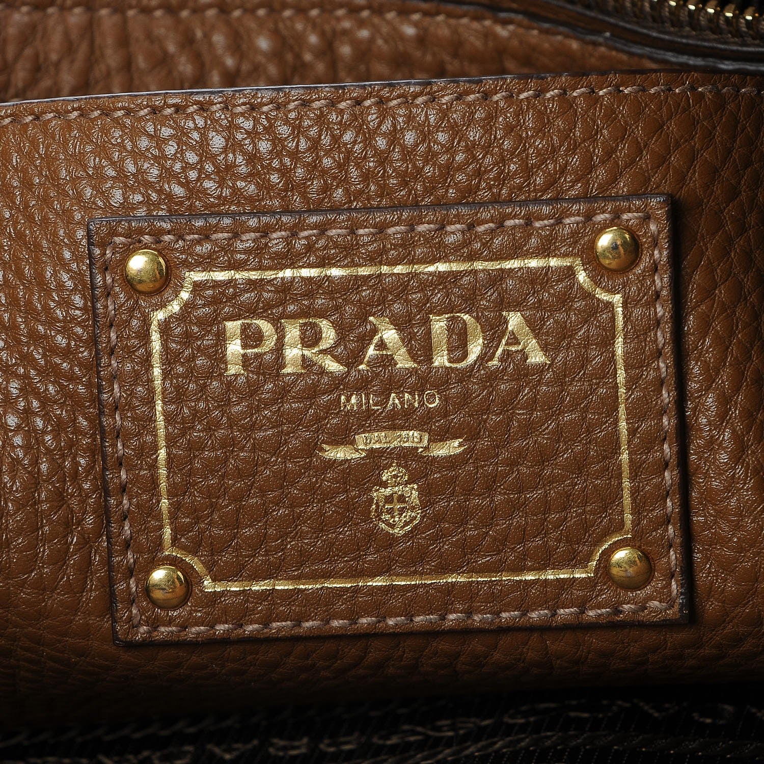 Prada Vitello Daino Side Zip Tote Cannella 7 of 10