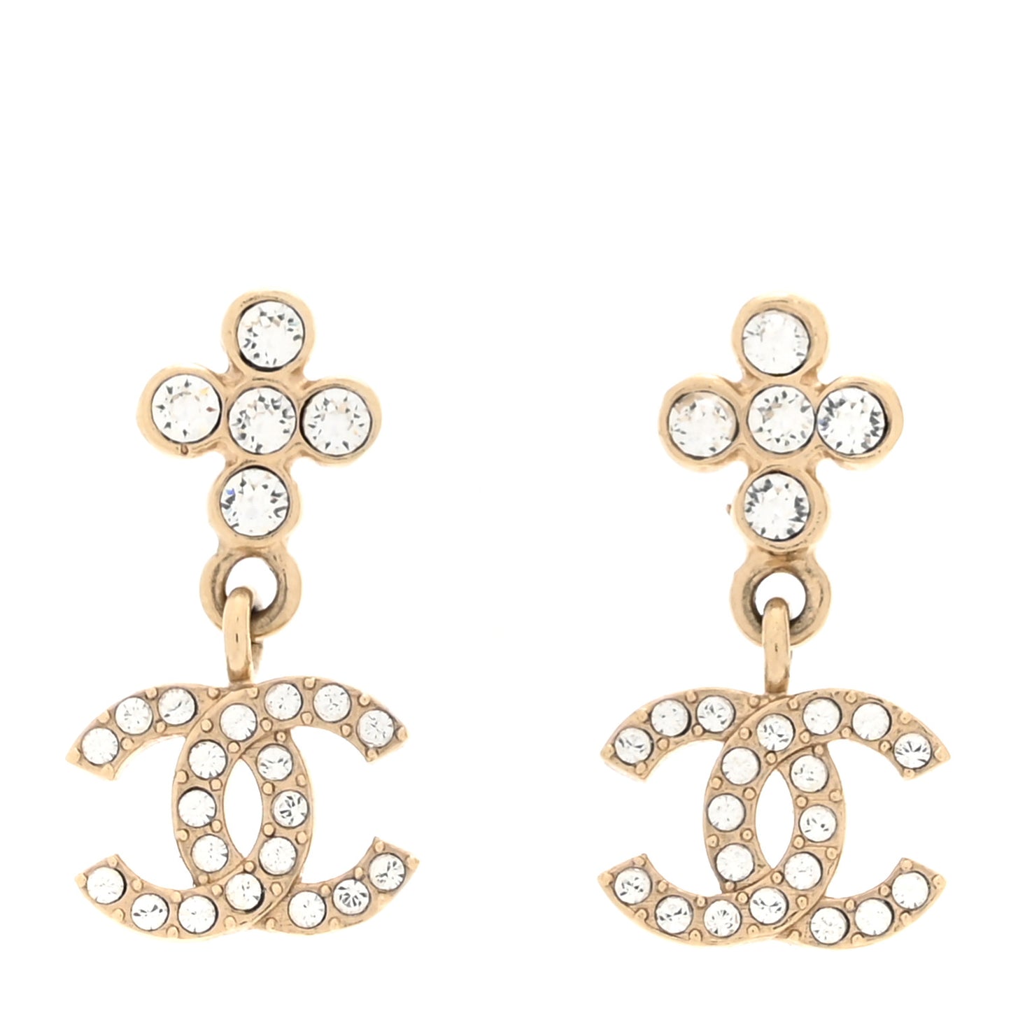 Crystal CC Cross Drop Earrings Gold