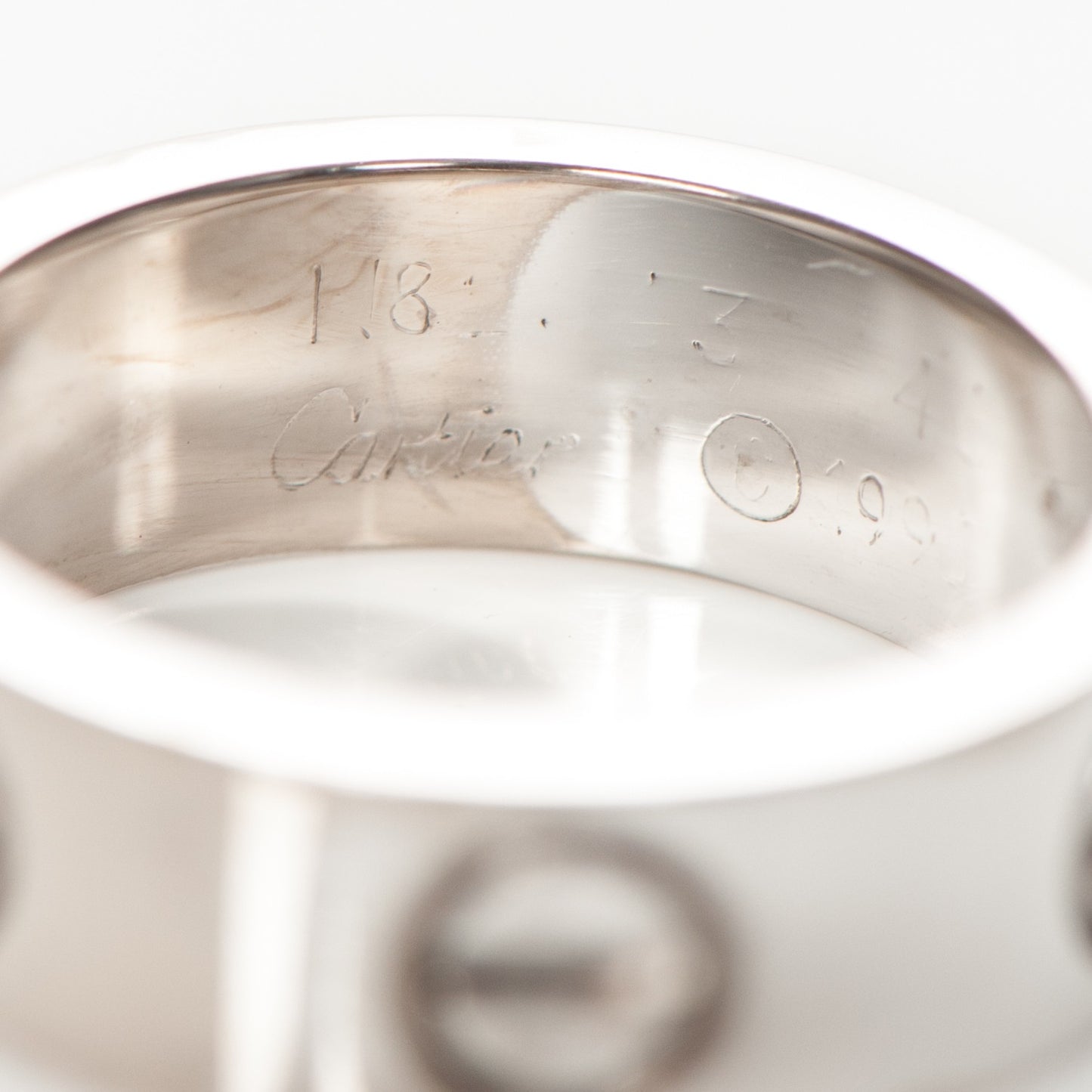 18K White Gold 5.5mm LOVE Ring 46 3.75