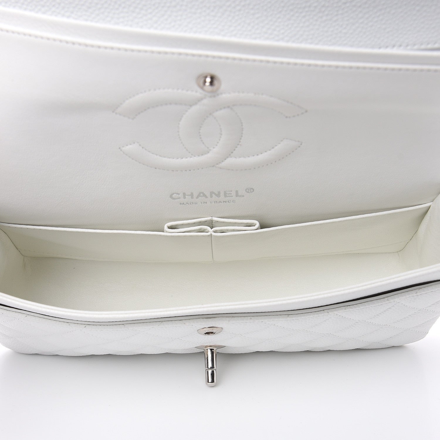 Chanel Caviar Quilted Medium Double Flap White 5 of 14
