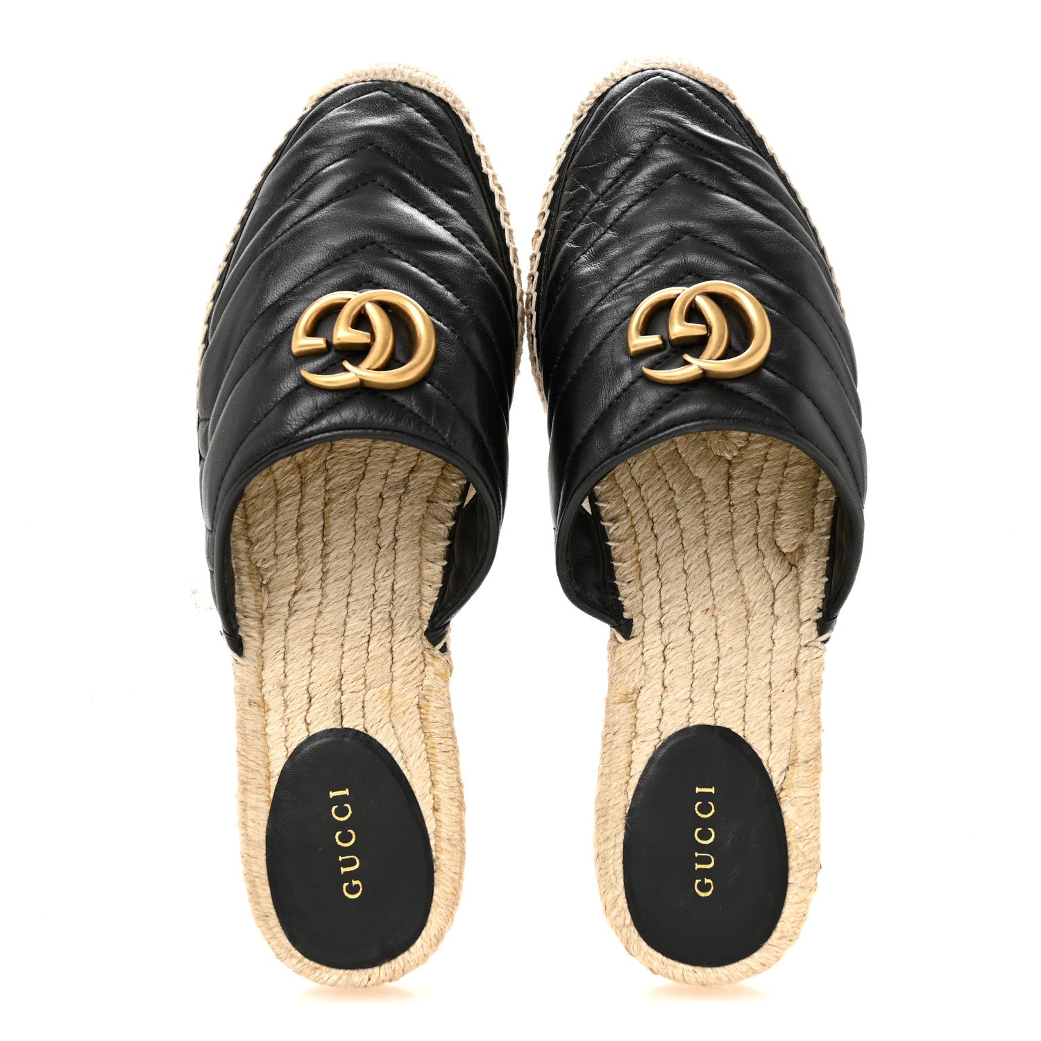 Gucci Nappa Matelasse GG Marmont Espadrille Slippers 39 Black 2 of 10