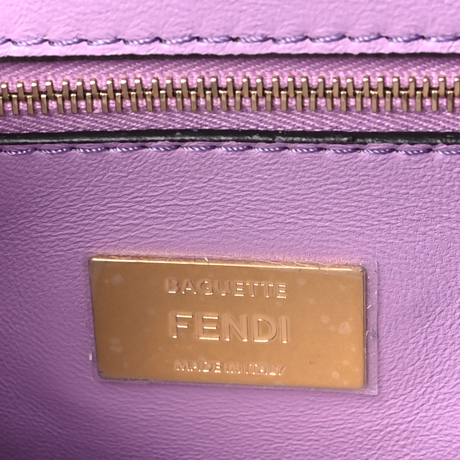 Fendi Nappa FF Embossed Small Midi Chain Baguette Violetta 6 of 9