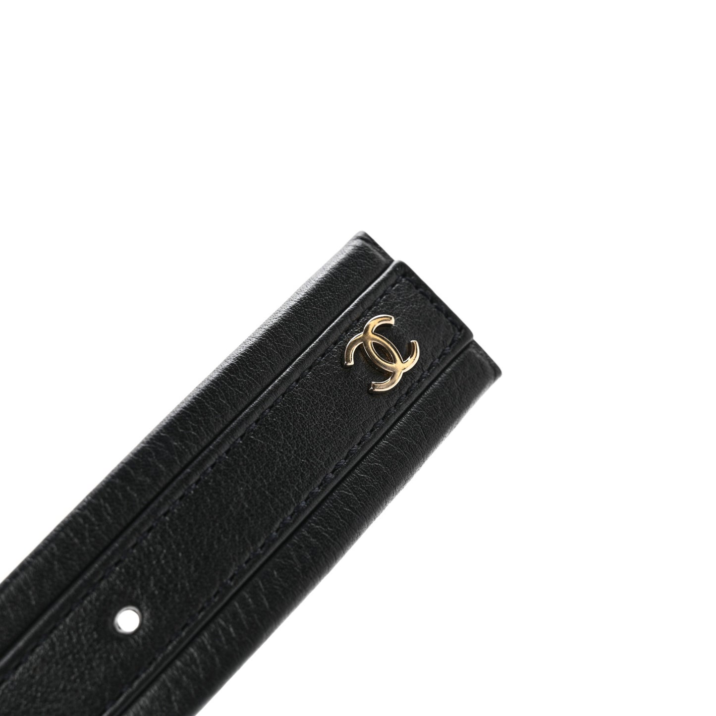 Calfskin Lambskin Zipper Chain CC Belt 65 26 Black